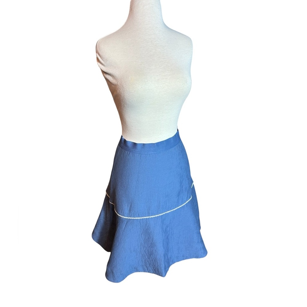 Sandro Paris Elegant Blue Women's Fit & Flare Mini Skirt With Pearl Detailing - Picture 3 of 11